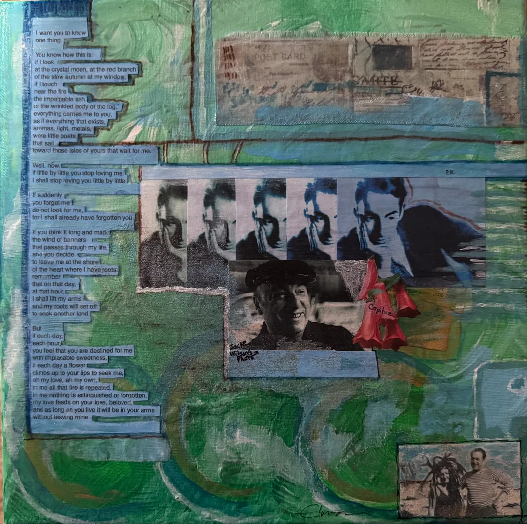 Scriveners: Pablo Neruda, Mixed Media 12x12